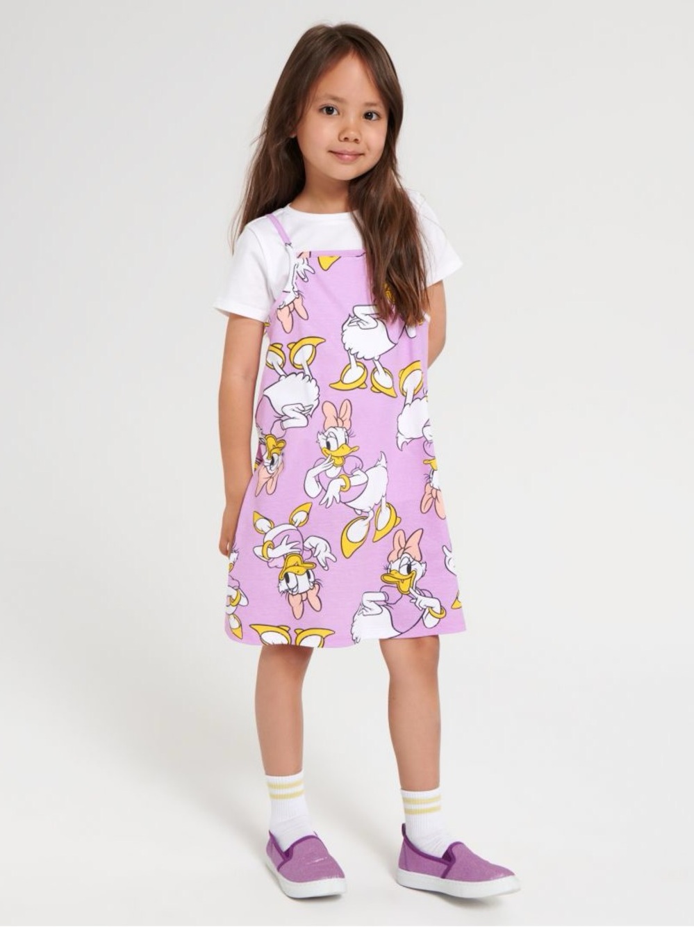 Disney Daisy Duck Girls Kids Matching Set Top & Dress Cotton Summer